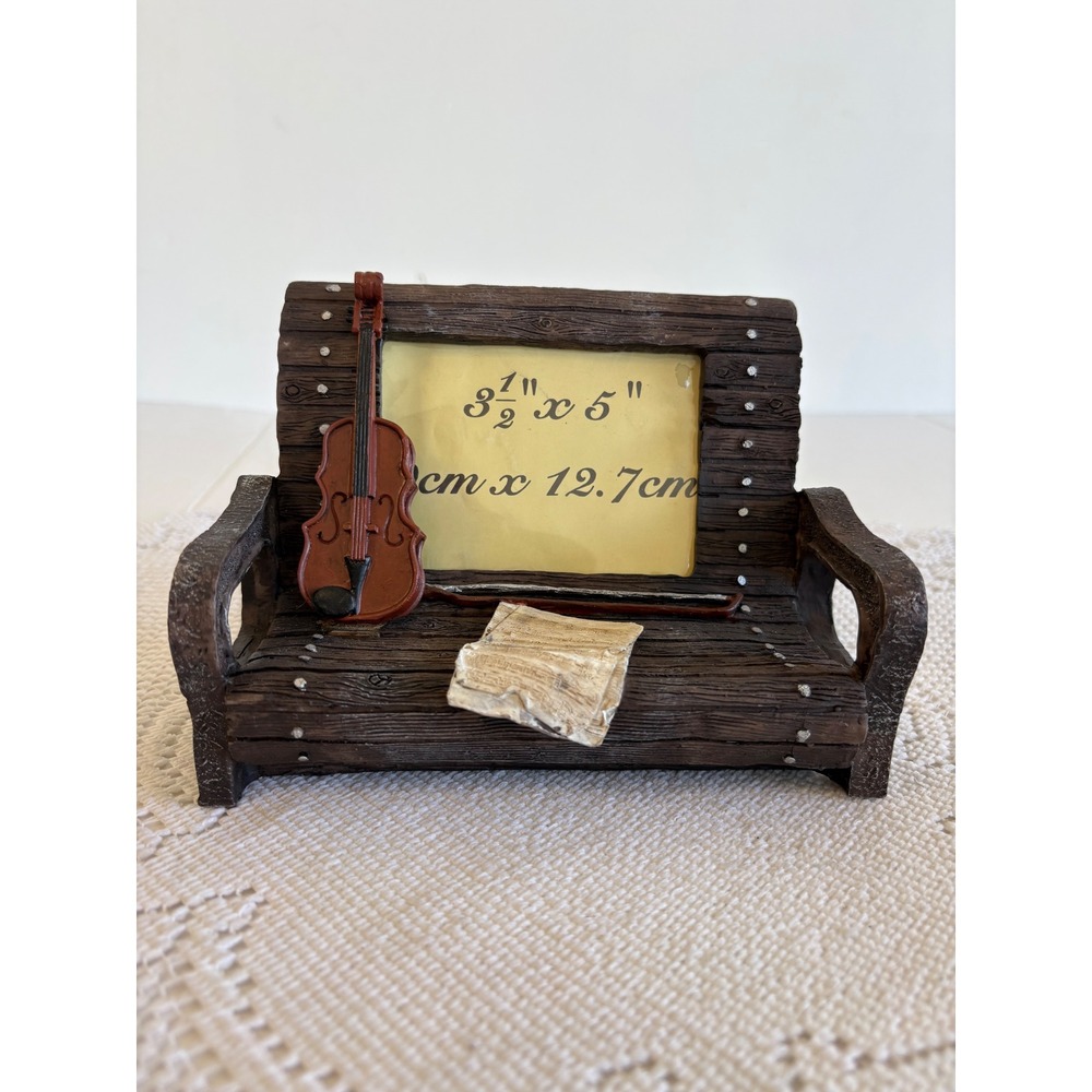 World Bazaars Musical Park Bench Picture Frame Violin Sheet Music 3.5x5 43149